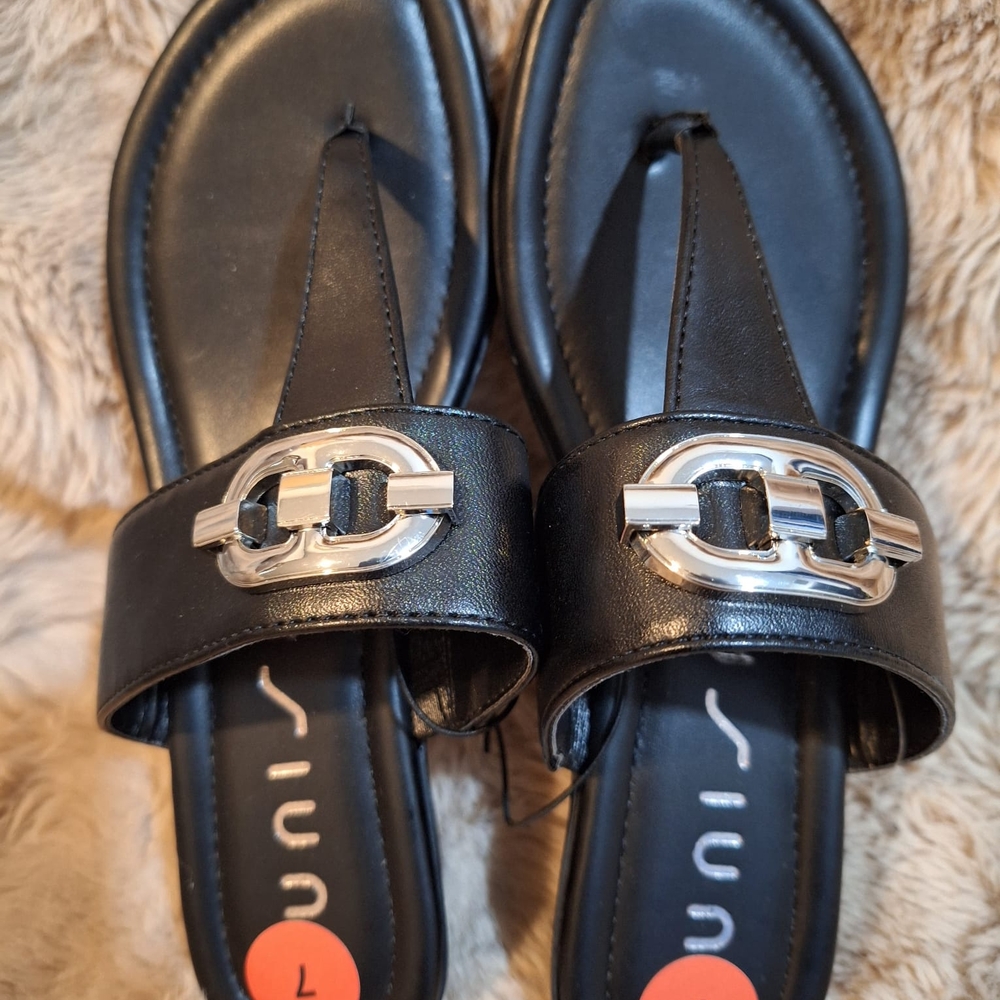 Stylish Black Sandals with Silver Accents